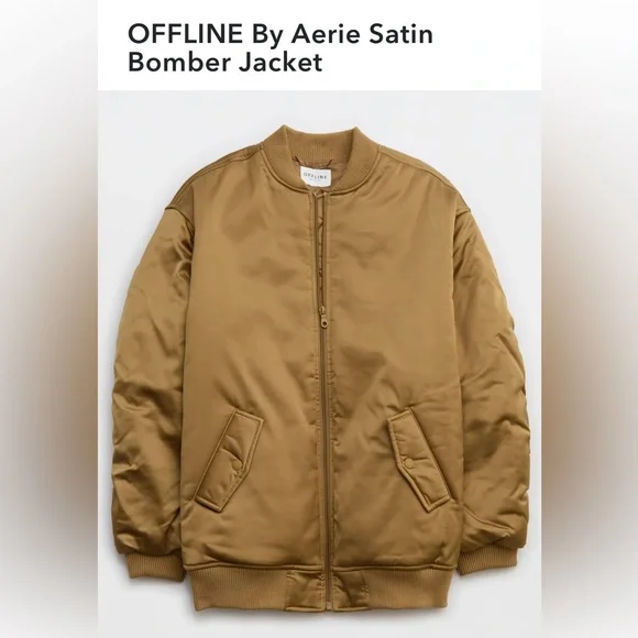 NWT OFFLINE by Aerie Women's Satin Bomber Jacket XS - Picture 7 of 13